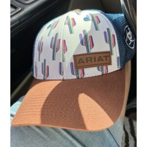 Ariat Hat Cap Snapback Western Cowboy Patch Cactus One Size Adjustable